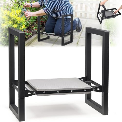 OLLIDOT Garden Kneeler and Seat, Heavy Duty Folding Garden Stool with Handles, Stable Kneeling Device Bench Chair Gardening Tools Gifts for Gardeners Outdoor Weeding Planting