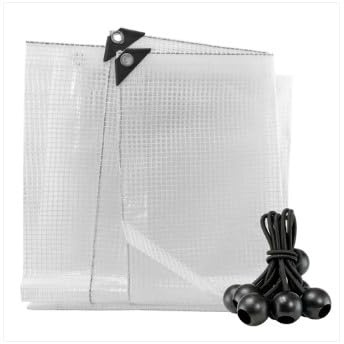 AP Supplies Clear Tarpaulin 4m x 5m, M-Grade, 10 Bungee Balls