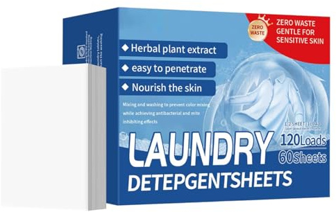 Feuilles de détergent pour lave-linge – 120 lavages – Bandes de lavage durables pour la vie de camping-car, les voyages d'affaires, les voyages quotidiens, les croisières, les dortoirs en plein air