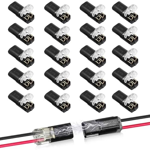 BMT xms Kabelverbinder 2-Polig, 18-22AWG Draht-Schnellspleiß-Steckverbinder, 2-Polig Kabel Steckverbinder Stecker, Steckbarer Schneller Kabelstecker, 20 Stück