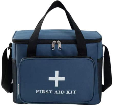 Medikament Tasche,Reiseapotheke Tasche,Große Kapazität wasserdichte Notfalltasche Leer Erste Hilfe Medizin Aufbewahrungstasche Tragbar MedikamentTasche,mit Griff/Crossbody Schultergurt (Dunkelblau)