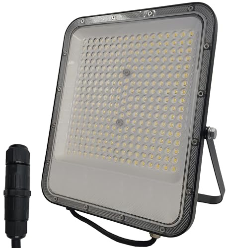 Foco Exterior LED Negro, 200w (1400w), 28000Lm, Proyector AVANT PRO, Reflector Jardín Suelo o Pared, IP65 Impermeable, muy resistente IK10, Luz cálida 2700K (Standar, 200, Vatios)