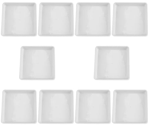 PLAFOPE Lot de 10 Soucoupes Carrées pour Plantes 25 CM Plateau Carré en Plastique Blanc Bac de Récupération d'eau pour Pots d'Intérieur et Extérieur Coupelles pour Jardinières et Pots