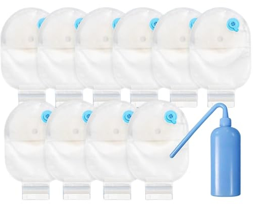 Paquete de 10 Bolsas de Estoma, Suministros de Ostomía de Una Pieza, Bolsas Drenables con Cierre para el Cuidado Del Estoma de Ileostomía, Recortables para Adaptarse a 20 Mm-65 Mm