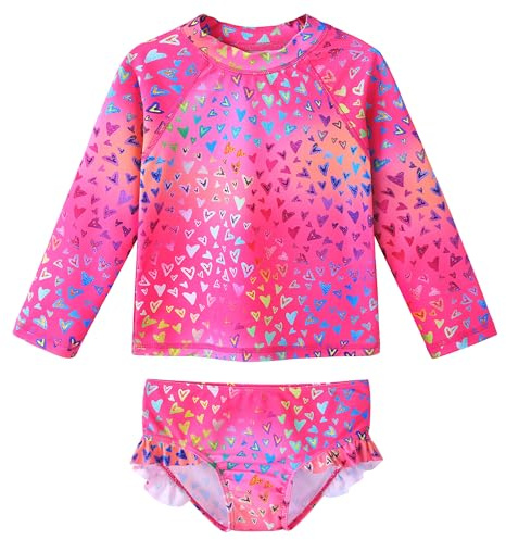 XFGIRLS Pantalon De Groupe Deux Pièces Maillot de Bain Manches Courtes Protection UV pour Filles de 6Mois à 6Ans