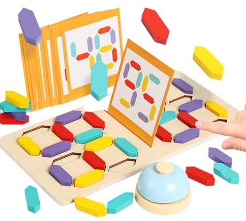 Puzzle de números, desafío de números y Juego a Juego de Bloques, de asignación con Bloques, para niños en el Aula, en el Escritorio y en la guardería como Actividad educativa y Navidad