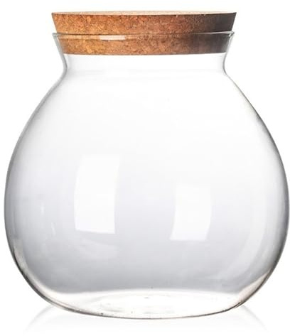 Terrarium-Glas – 1800 ml geschlossener Terrariumbehälter mit Korkdeckel für Sukkulenten Tillandsien Moos – Hydroponischer Pflanztopf aus hochwertigem Borosilikatglas