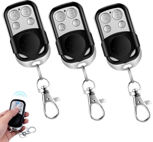 3 Pezzi Telecomando Cancello Universali, 433 MHz Telecomandi Universali per Cancelli, Telecomando Garage Universale, Adatto per Porte da Garage, Tapparelle, Automobili (Nero-3)