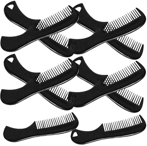 Kleiner Bartkamm für Herren im Taschenformat aus Kunststoff, Schwarz, 10 | Kompakt und Tragbar, für Bartpflege Sowie Schnurrbart und Haarstyling, Friseurbürsten