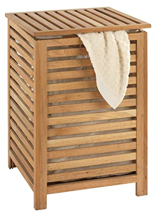 WENKO Wäschetruhe Norway aus Walnussholz Fassungsvermögen: 56 l, Walnussholz, 45 x 65 x 45 cm, Walnuss, 18620100