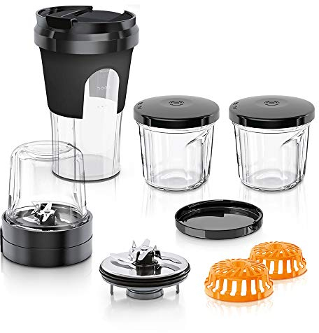 Bosch Zubehör-Set TastyMoments MUZ45XTM1, 5-in-1 Multi-Zerkleinerer-Set (Mixen, Mahlen, Hacken, Aufbewahren, ToGo-Lösung), für MaxxiMUM, Serie 4, Serie 2, MUM4