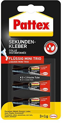 Pattex Sekundenkleber Classic flüssig Mini Trio, 3 x 1 g