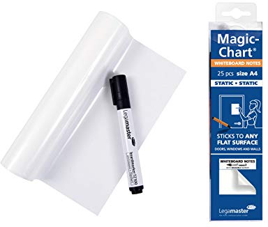 Legamaster 7-159100-A4 - Pack de 25 hojas de película electro-estática, A4, color blanco