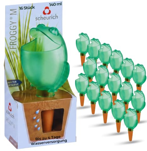 Scheurich Wasserspender Froggy M Farbe grün, Größe 15cm, Inhalt 140ml für bis zu 4 Tage Bewässerung Ihrer Pflanzen (16)