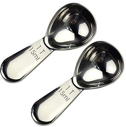 CoaGu Messlöffel, Kaffeelöffel, kurzer Griff, 18/8 Edelstahl, 2 Stück (1 Esslöffel - 15 ml)