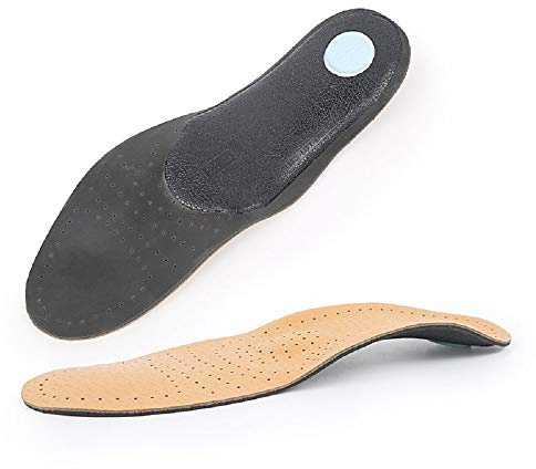 GuardInsoles Ortetiska innersulor av läder, innersulor av läder, inlägg, ortopediska innersulor, innersulor i full längd, för platta fötter, fotkuddarna krävs för fotvård, BRUN, 41-42