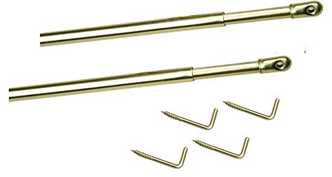 2 tringles à rideaux extensibles rondes ø 7 mm, couleur laitonné verni, 40-65 cm