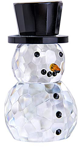 Crystal Snowman Figurines Collectibles with Top Hat Christmas Decor Paperweight