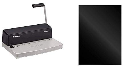 Fellowes Metal 25 Encuadernadora manual de espiral metálico, uso ocasional + Portadas para encuadernar de cartón alto brillo Chromolux, extra rígido, 250 micras