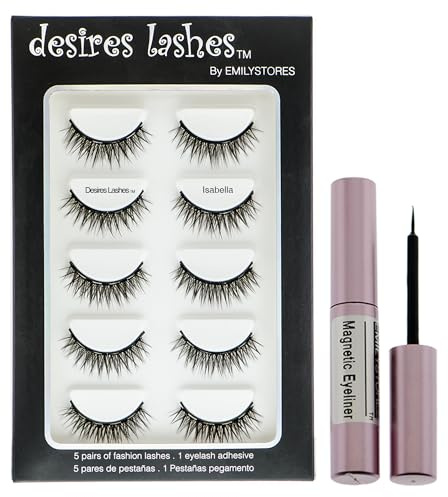 Magnetic Eyelashes Natural Magnet Faux-Lashes Multipack Kit 5Pairs, Isabella