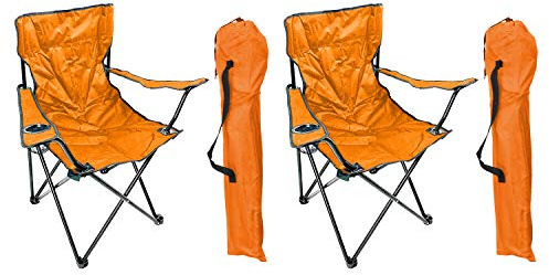 2'er Set Anglersessel Campingstuhl Faltstuhl Anglerstuhl Regiestuhl Orange mit Getränkehalter und Tasche