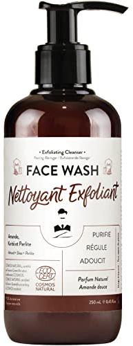Nettoyant Exfoliant visage pour homme de Monsieur BARBIER | Soin visage Naturel, Végan et Français | Gommage contre les peaux mortes, les points noirs et les impuretés pour un teint lumineux | 250mL