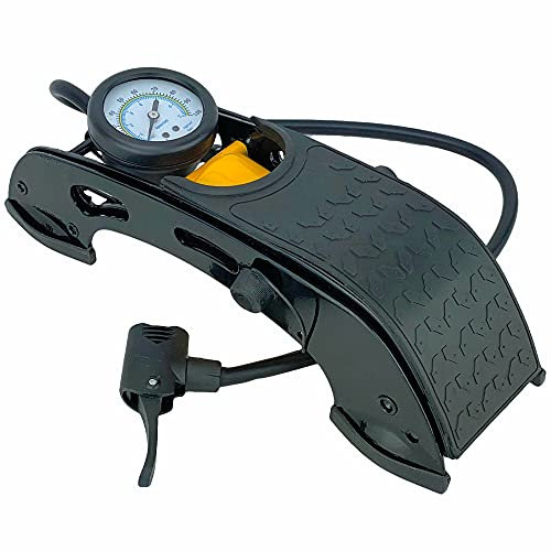 AA Single Cylinder Foot Pump AA3343 - Tyre Inflator for Cars Motorcycles Bicycles Inflatables - Includes 3 Valve Adaptors