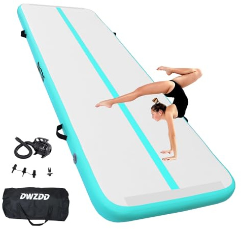 Dwzdd Gymnastikstik luftmatta track, 3 m/4 m/5 m/6 m gymnastikmatta för barn, gymnastikmatta uppblåsbar gymnastikmatta för hemma/gym/träning/cheerleading/vatten