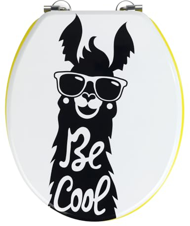 WENKO Abattant WC Be Cool, siège de Toilette Original avec Surface exempte de Pores résistante à l'humidité, Couvercle de WC en MDF, Fixation en Acier INOX, 35,5x42,5 cm, Multicolore