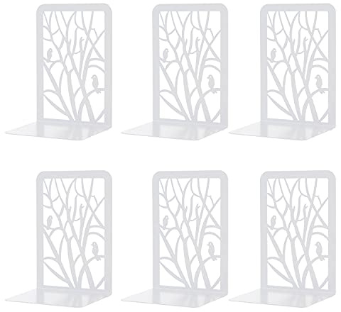 MSDADA Buchstützen, 3 Paar Metall CD Buchständer für Kinder, Ordnerhalter DVD Unsichtbares Bücherregal Buchstützen für Büro & Schule, Home Decorative Muttertag Kindertag Geschenk (Weiß)