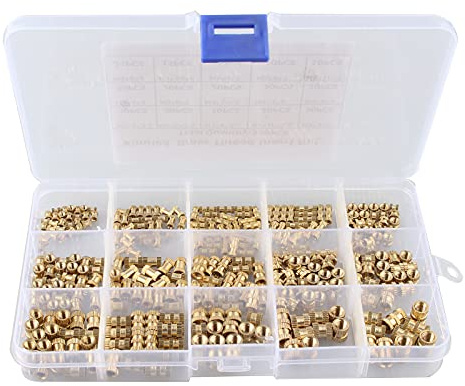 HALJIA 330 Stück Female Thread Nut Kits, M2 M3 M4 M5 Innengewinde Rändelmuttern Runde Spritzguss Messing Gewindeeinsatz Einbettung Muttern Sortiment Kit