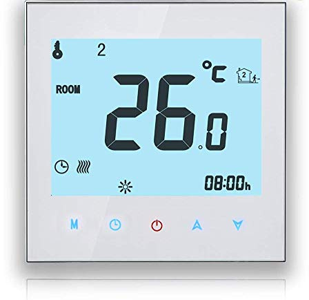 LCD Wifi Touch Screen Thermostat for Boiler Gas Heating - WiFi Connection (5A, White)