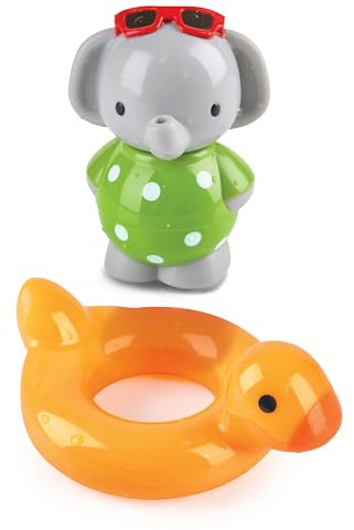 Hape Drehbarer Plansch-Elefant - Badewannenspielzeug mit Aufzieh-Elefant und Farbwechsel-Entenring, Wasser-Spaß, für Kinder ab 18 Monaten