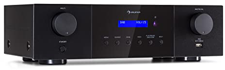 Auna AMP-4000 DAB HiFi-Stereo-Verstärker, DAB+-Radio, USB Fernbedienung, Amplifier mit LED-Display, HiFi Verstärker, schwarz