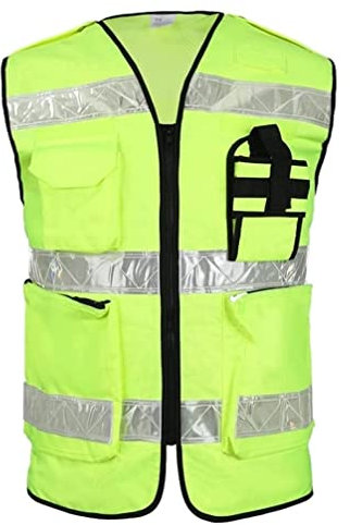 Warnweste Sicherheitsweste Reflektorweste Multi -Taschen Reflektierende Sicherheitsweste mit Reißverschluss, Radaufbauarbeitsweste Warnschutzweste (Color : Groen, Size : S)
