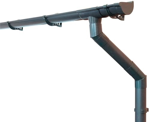 INEFA Dachrinnen Set Gartenhaus, Carport, Terrasse, NW100 / 100mm halbrund 4m Anthrazit 1 Dachseite, Regenrinne PVC für Pultdach, Made in Germany