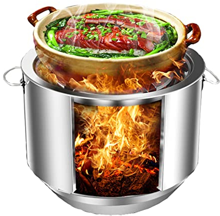 YYUINU Tragbarer Rucksackkocher Aus Edelstahl | Großer Zeltofen | Tragbarer Holzofen Für Zelte, Unterstände Und Camping Für Picknick-Barbecue-Camp-Wandern Mit Grillrost,All Accessories