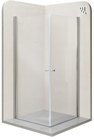 Moments of Glass - Mampara de Ducha Gaia 90x90x190cm | REVERSIBLE | Puerta abatible, Ajuste 88,5-90,5 x 88,5-90,5cm | Perfiles Cromados, Cristal transparente 6mm