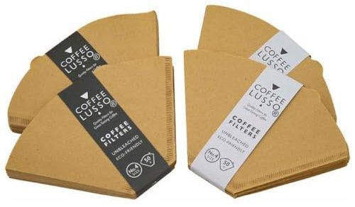 No.4 Coffee Filter Papers (Size 4) – 200 Unbleached Cone Filters for Pour Over & Drip Coffee Makers | Eco Friendly Natural Paper | COFFEE LUSSO