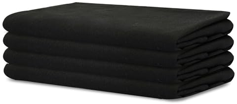 Sweet Needle – Packung mit 4 übergroßen Servietten aus 100% Baumwolle, 45 cm x 45 cm, Schwarz – Schwerer Stoff für den täglichen Gebrauch mit auf Gehrung geschnittenen Ecken