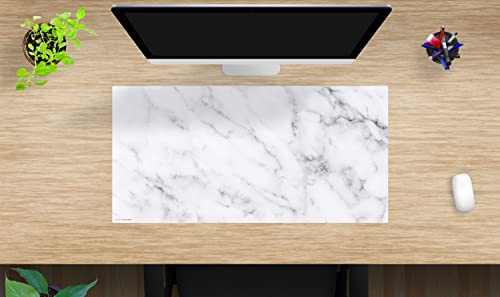 Schreibtischunterlage - Prachtvoller weißer Marmor - aus premium Vinyl - in verschiedenen Größen - Made in Germany (80 x 40 cm)