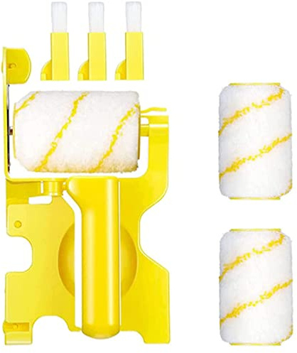 Paint Edger Roller Brush, TOPIND Clean Cut Paint Edger Portable Paint Edger Tool DIY Multifunctional Hand-held Clean-Cut PaintRoller Brush (Short Hands(3 Rollers and 3 Small Brushes))