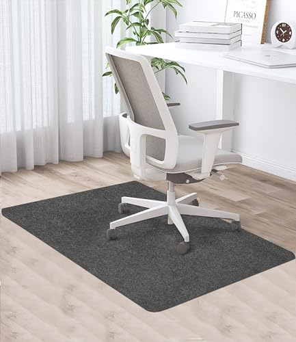 Bürostuhl Unterlage, 90 x 120 cm, Schwarz, Bodenschutzmatte bürostuhl, Bodenschutzmatte für Hartböden, Kratzfest Bodenmatte Stuhlunterlage, schreibtischstuhl unterlage für Laminat 456