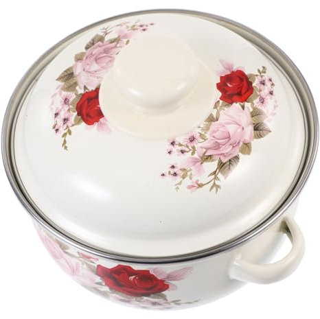 DECHOUS Cast Iron Enamel Pot Home Use Thick Bottom Soup Pot Lid Multi-Functional