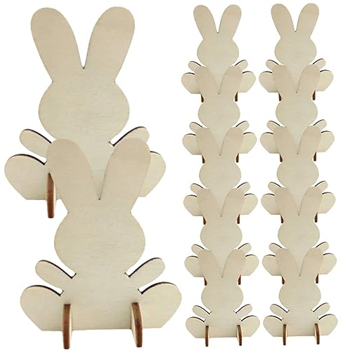 Cabilock 12 Stück Hasen-ausschnitte Aus Unbehandeltem Holz Diy Basteldeko Frühlingsdekorationen Für Jungen Und Mädchen Holzhasen-ausschnitte Zum Bemalen Holzspäne Für Kreativität