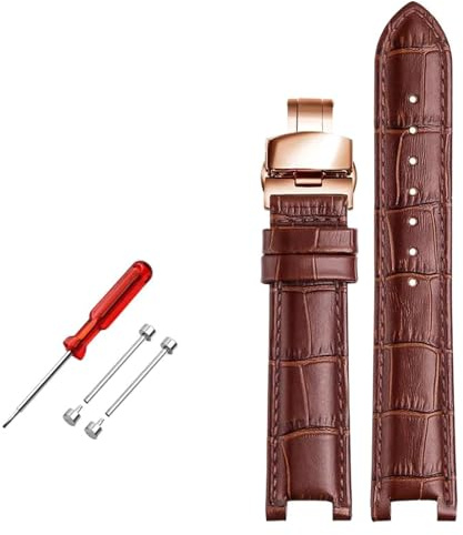 ROWCES Leather Watch Wristband 22 * 13mm / 20 * 11mm Notched Watch Strap Men's Watch Accessories, 22mm - 13mm
