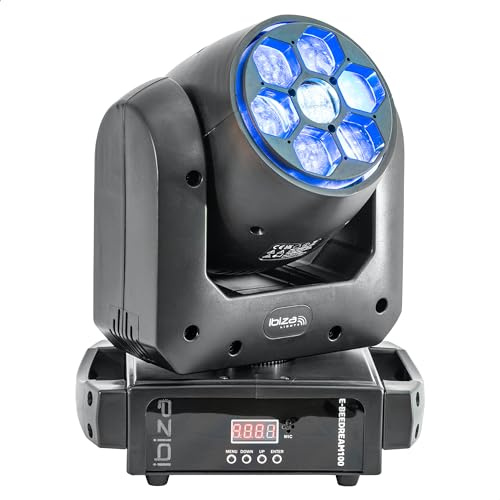 Ibiza - E-BEEDREAM100 - Spot 100 W + B-EYE RGBW Multicolore 6 x 10 W - 17 canali DMX - Vassoio rotante - Effetto gobo e strobo - Feste, palchi, spettacoli, eventi