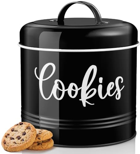 DAYYET Tarro de galletas de granja para encimera de cocina, tarro de galletas vintage de 1 galón con tapa hermética, recipiente grande de almacenamiento de alimentos para dulces, galletas, postres,