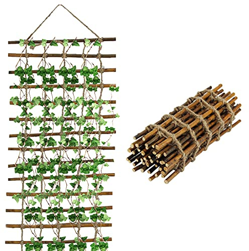 Rankhilfe aus Weide für Kletterpflanzen 30x200 cm | Rankgitter mit Juteschnur aus Holz, Gartenstütze für Pflanzenwachstum und Dekoration, Ranknetz Pflanzennetz Rankleiter