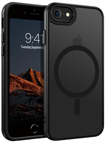 BENTOBEN Magnetische Schutzhülle, kompatibel mit iPhone 7 Plus, iPhone 8 Plus, kompatibel mit Magsafe, kabelloses Aufladen, matt, matt, militärischer Schutz, kratzfest, Schwarz